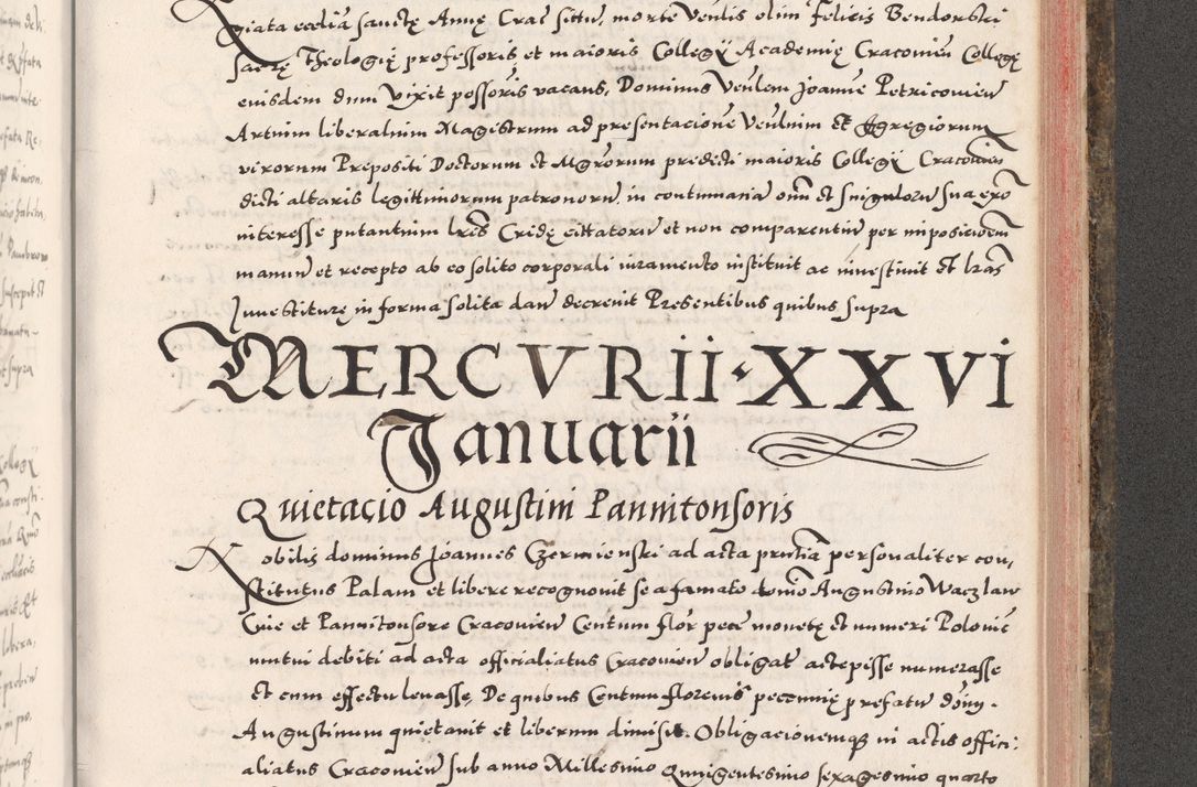 Zdjęcie nr 941 dla obiektu archiwalnego: Acta actorum causarum, sententiarum tam diffinitivarum quam interloquutoriarum, decretorum, obligationum, quietationum, constitutionum procuratorum etc. coram reverendo domino Martino Izdbienski de Russiecz archidiacono Posnaniensi, custode et in spiritualibus vicario generali Cracoviensi, ad annum Domini millesimum quingesimum sexagesimum quintum, cuius indictio octava, pontificatus Pii pape, annus sextus, continuantur