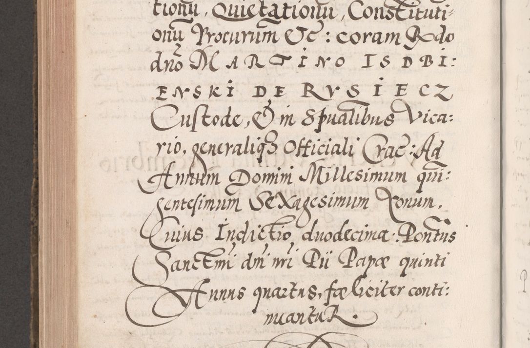 Zdjęcie nr 918 dla obiektu archiwalnego: Acta actorum causarum, sententiarum tam diffinitivarum quam interloquutoriarum, decretorum, obligationum, quietationum, constitutionum procuratorum etc. coram reverendo domino Martino Izdbienski de Russiecz archidiacono Posnaniensi, custode et in spiritualibus vicario generali Cracoviensi, ad annum Domini millesimum quingesimum sexagesimum quintum, cuius indictio octava, pontificatus Pii pape, annus sextus, continuantur