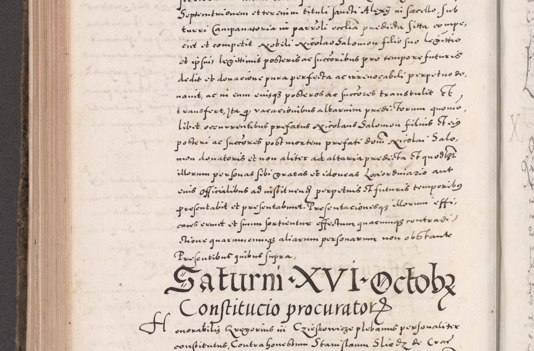 Zdjęcie nr 826 dla obiektu archiwalnego: Acta actorum causarum, sententiarum tam diffinitivarum quam interloquutoriarum, decretorum, obligationum, quietationum, constitutionum procuratorum etc. coram reverendo domino Martino Izdbienski de Russiecz archidiacono Posnaniensi, custode et in spiritualibus vicario generali Cracoviensi, ad annum Domini millesimum quingesimum sexagesimum quintum, cuius indictio octava, pontificatus Pii pape, annus sextus, continuantur