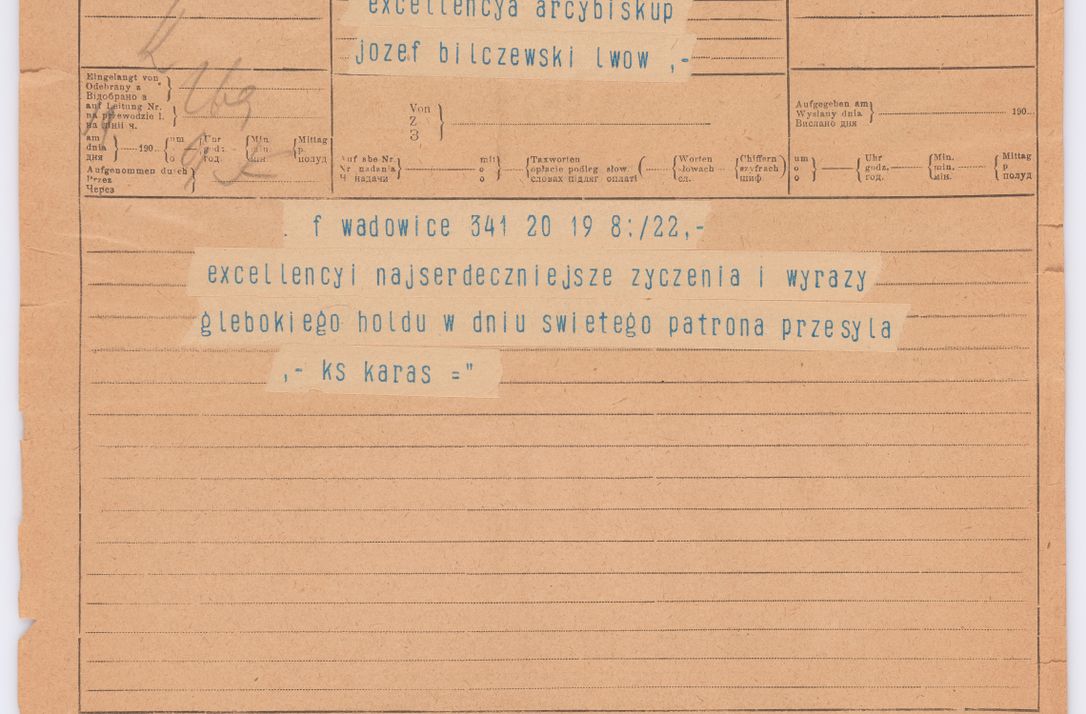 Zdjęcie nr 258 dla obiektu archiwalnego: Listy kierowane do Józefa Bilczewskiego w roku 1906