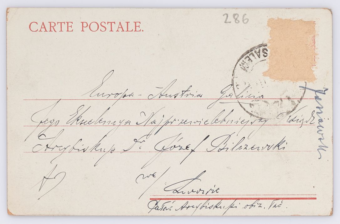 Zdjęcie nr 249 dla obiektu archiwalnego: Listy kierowane do Józefa Bilczewskiego w roku 1906