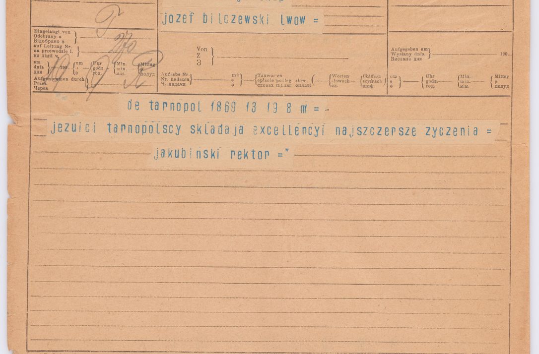 Zdjęcie nr 236 dla obiektu archiwalnego: Listy kierowane do Józefa Bilczewskiego w roku 1906