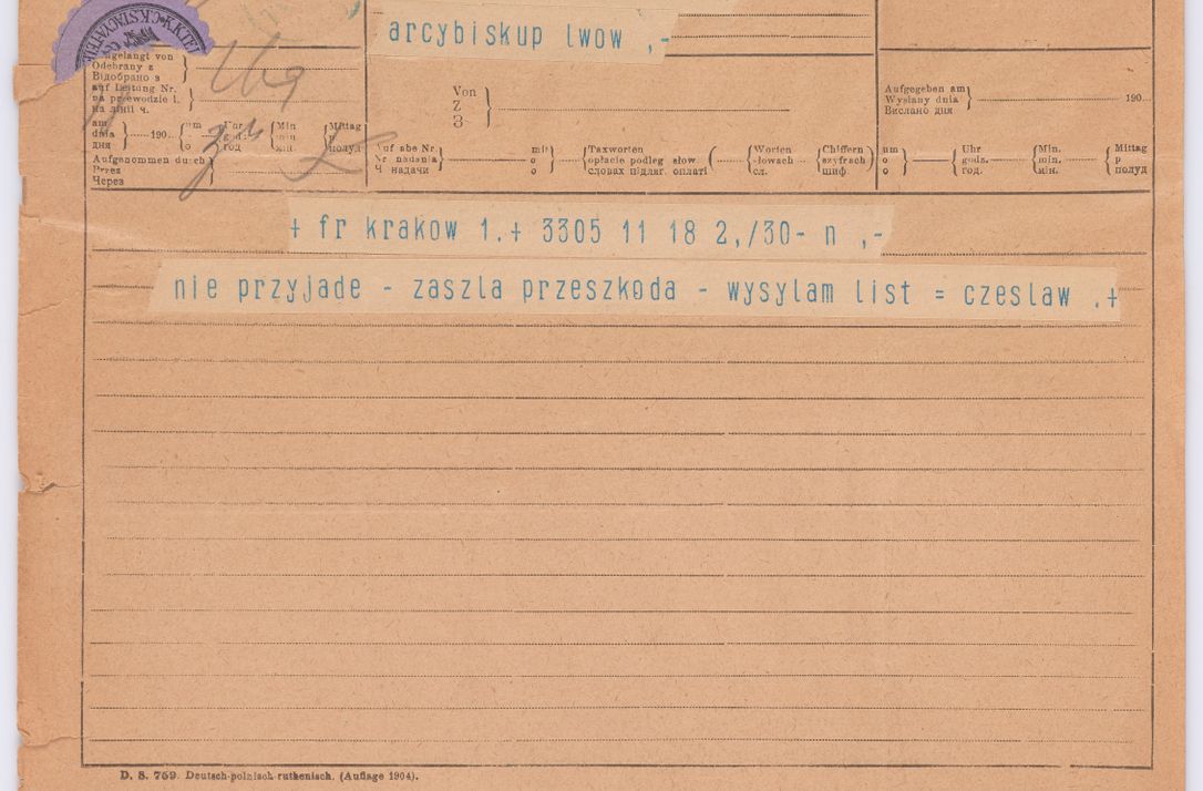 Zdjęcie nr 111 dla obiektu archiwalnego: Listy kierowane do Józefa Bilczewskiego w roku 1906