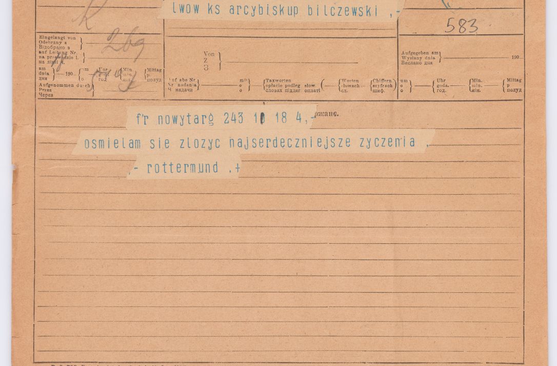 Zdjęcie nr 512 dla obiektu archiwalnego: Listy kierowane do Józefa Bilczewskiego w roku 1906