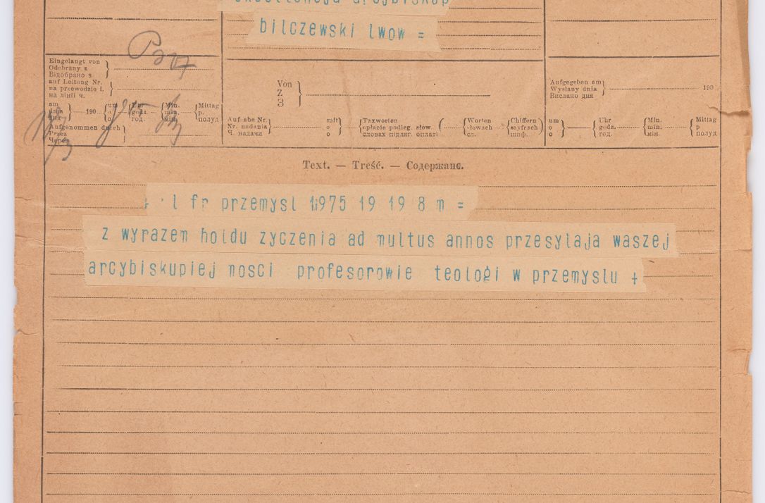 Zdjęcie nr 469 dla obiektu archiwalnego: Listy kierowane do Józefa Bilczewskiego w roku 1906