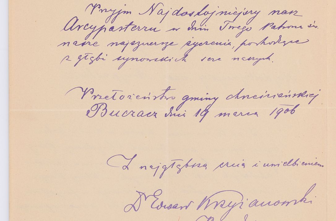 Zdjęcie nr 316 dla obiektu archiwalnego: Listy kierowane do Józefa Bilczewskiego w roku 1906