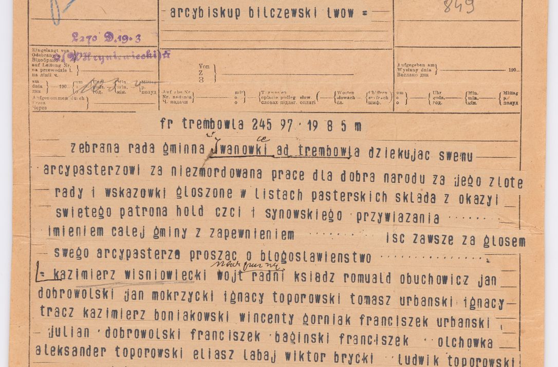 Zdjęcie nr 725 dla obiektu archiwalnego: Listy kierowane do Józefa Bilczewskiego w roku 1906