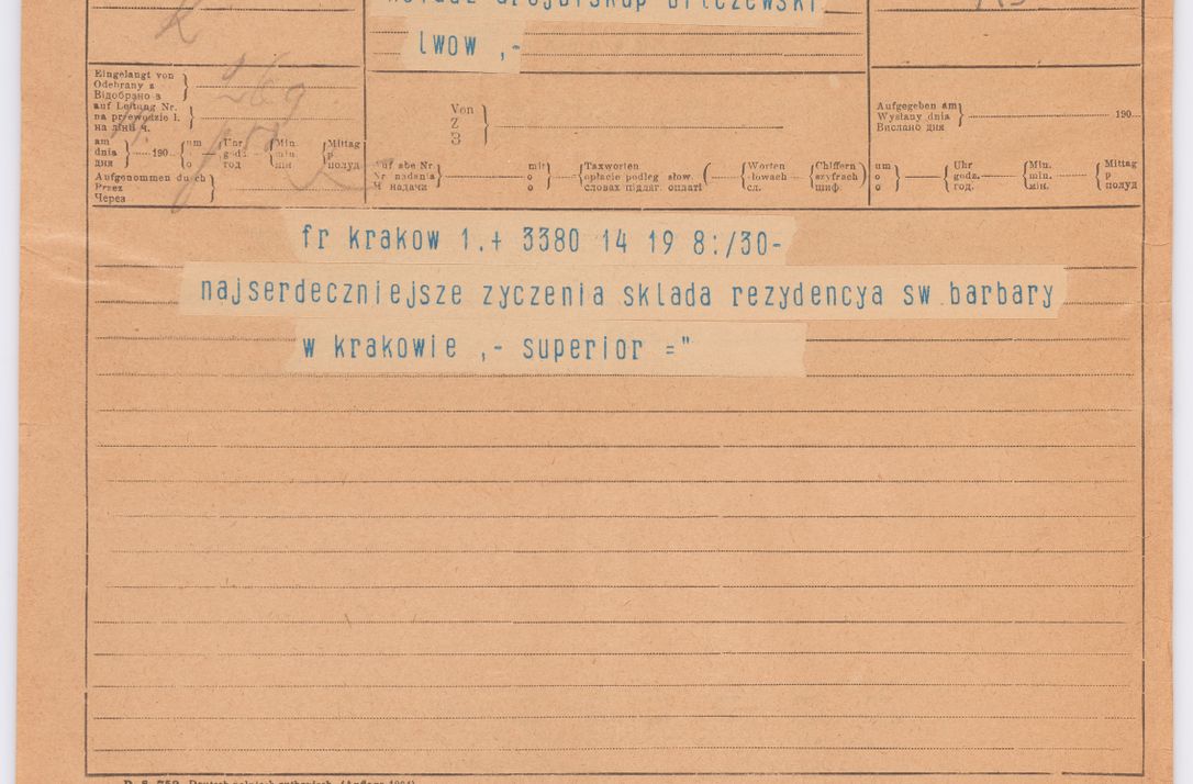 Zdjęcie nr 621 dla obiektu archiwalnego: Listy kierowane do Józefa Bilczewskiego w roku 1906