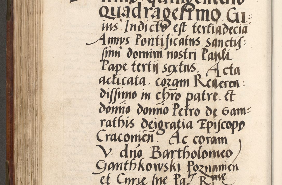 Zdjęcie nr 425 dla obiektu archiwalnego: Volumen (Pri)mum Actorum R(evere)nd(i)s(s)imi in Christo Patris D(omi)ni Petri de Gamratis Episcopi Cracoviensis a die prima mensis Novembris Anni 1539vi ad finem eiusdem anni et successive per annos 1539num et 1540mum