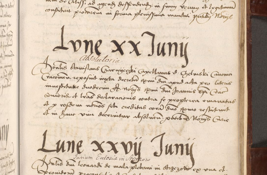 Zdjęcie nr 39 dla obiektu archiwalnego: Volumen I-um actorum coram R. D. Petro Tomicki, episcopo Cracoviensi et Regni Poloniae Vicecancellario, annoru 1524 a mense Aprili, 1525, 1526, 1527, 1528 et 1529 inclusive, quoeum indicem ad finem eiusdem voluminis videre licet.