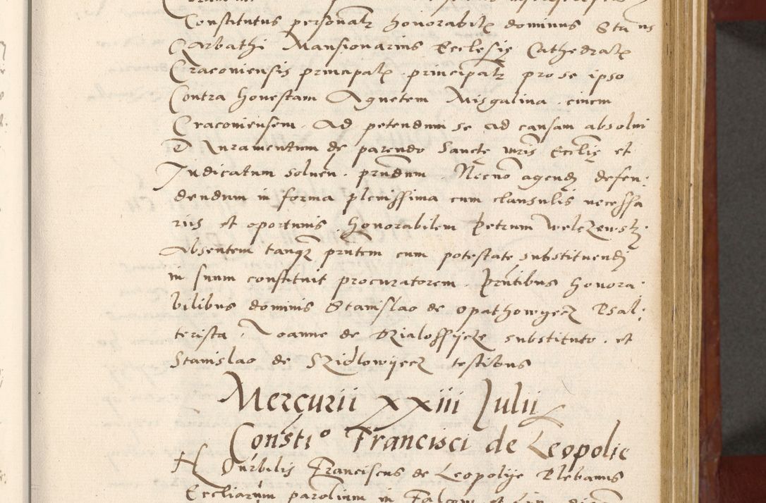 Zdjęcie nr 28 dla obiektu archiwalnego: Acta actorum coram R. D. Petro de Gamratis, archiepiscopo Gnesnensi et episcopo Cracoviensi, Legato nato et Regni Poloniar primate ad a. D. 1544 et 1545 acticatorum - praesidente tunc Suae Rev. Paternitatis curiae cancellario R. D. Bertholomaeo Gantkowski, archidiacono Cracoviensi, Gnesnensi et Posnaniensi canonico.