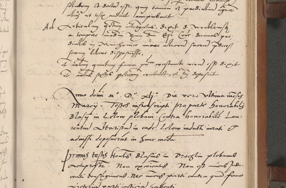 Zdjęcie nr 228 dla obiektu archiwalnego: Acta attestationum seu depositionum testium coram R. D. Petro de Gamratis, episcopo Cracoviensi, V. D. Bartholomaeo Gantkowski, Posnaniensi et Suae Paternitatis Rev. cancellario ac Sigismundo de Stazicza, decretorum doctore, auditore causarum curiae episcopalis praesidentibus ad a. D. 1540 et 1541, per me Bartholomaeum Ravensem, utraquw auctoriate notarium publicum et coram Sua Paternitatr Rev. causarum scriba feliciter inchoatum.