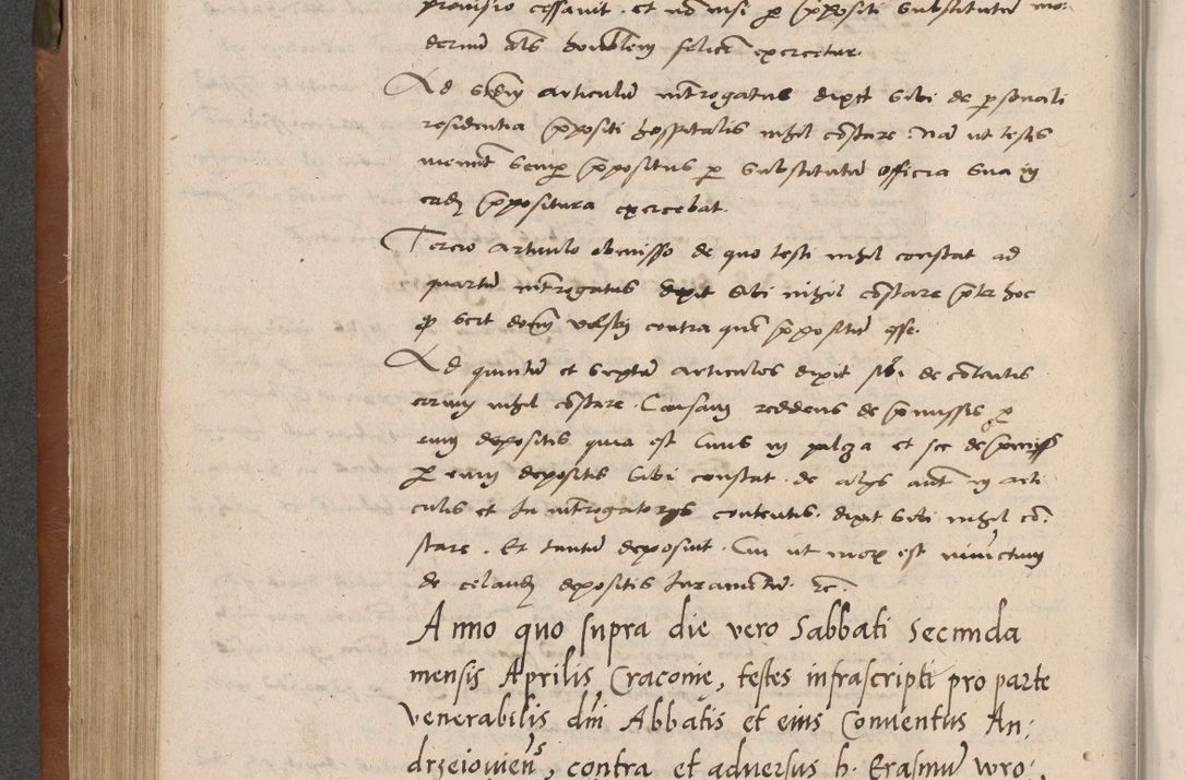 Zdjęcie nr 223 dla obiektu archiwalnego: Acta attestationum seu depositionum testium coram R. D. Petro de Gamratis, episcopo Cracoviensi, V. D. Bartholomaeo Gantkowski, Posnaniensi et Suae Paternitatis Rev. cancellario ac Sigismundo de Stazicza, decretorum doctore, auditore causarum curiae episcopalis praesidentibus ad a. D. 1540 et 1541, per me Bartholomaeum Ravensem, utraquw auctoriate notarium publicum et coram Sua Paternitatr Rev. causarum scriba feliciter inchoatum.