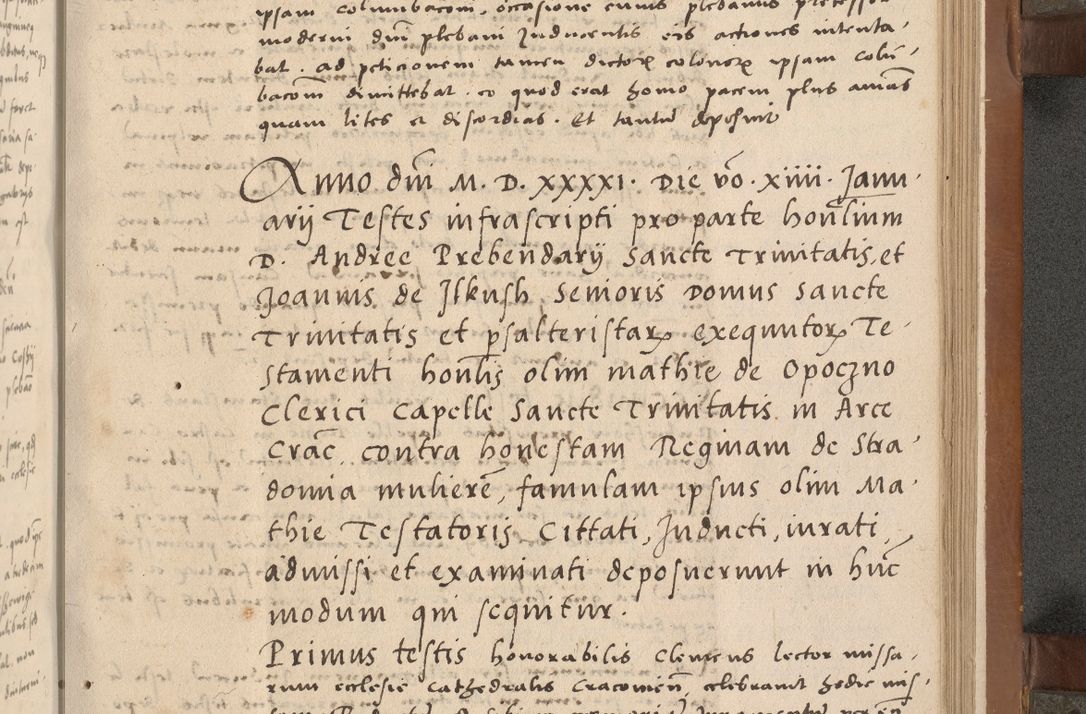 Zdjęcie nr 170 dla obiektu archiwalnego: Acta attestationum seu depositionum testium coram R. D. Petro de Gamratis, episcopo Cracoviensi, V. D. Bartholomaeo Gantkowski, Posnaniensi et Suae Paternitatis Rev. cancellario ac Sigismundo de Stazicza, decretorum doctore, auditore causarum curiae episcopalis praesidentibus ad a. D. 1540 et 1541, per me Bartholomaeum Ravensem, utraquw auctoriate notarium publicum et coram Sua Paternitatr Rev. causarum scriba feliciter inchoatum.