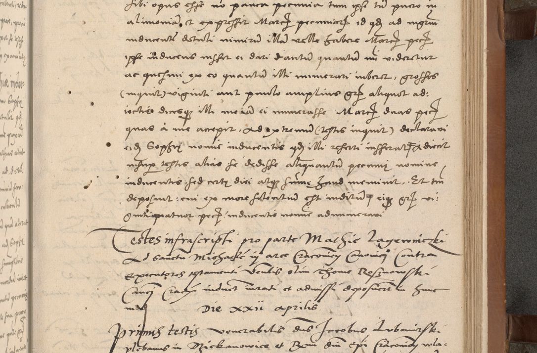 Zdjęcie nr 56 dla obiektu archiwalnego: Acta attestationum seu depositionum testium coram R. D. Petro de Gamratis, episcopo Cracoviensi, V. D. Bartholomaeo Gantkowski, Posnaniensi et Suae Paternitatis Rev. cancellario ac Sigismundo de Stazicza, decretorum doctore, auditore causarum curiae episcopalis praesidentibus ad a. D. 1540 et 1541, per me Bartholomaeum Ravensem, utraquw auctoriate notarium publicum et coram Sua Paternitatr Rev. causarum scriba feliciter inchoatum.