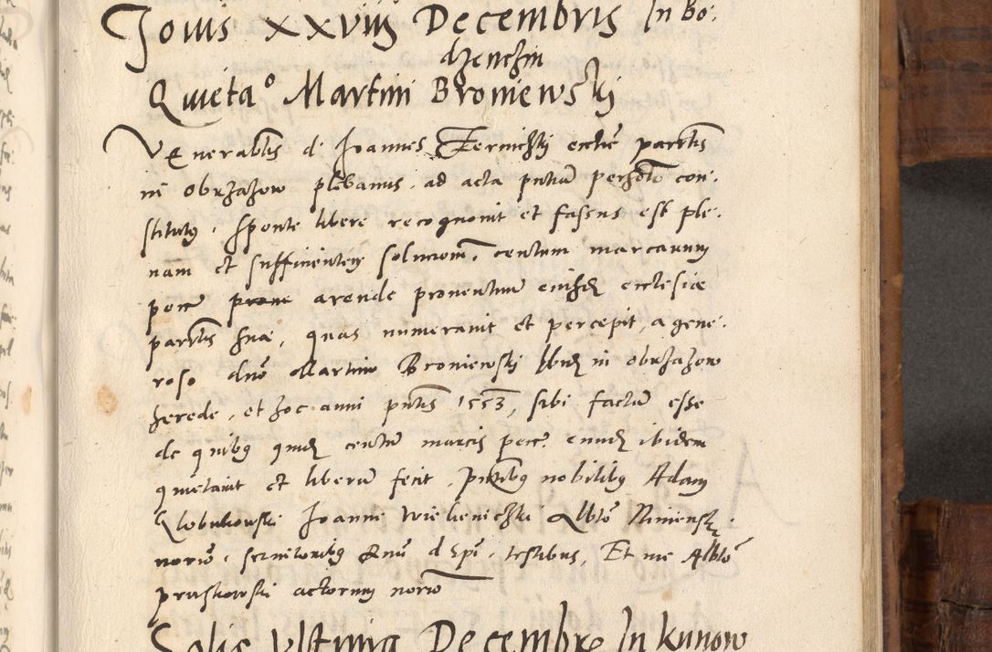 Zdjęcie nr 590 dla obiektu archiwalnego: Volumen unicum actorum episcopalium R. D. Andreae Zebrzydowski, episcopi Cracoviensis ducis Severiae ab a. D. 1551 usque ad annum 1560 mensem majum inclusive, quorum index ad finem praesentis voluminis adnotatus.