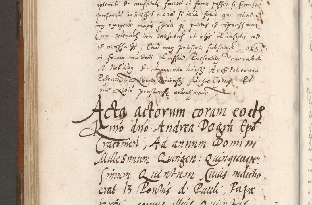 Zdjęcie nr 695 dla obiektu archiwalnego: Volumen unicum actorum episcopalium R. D. Andreae Zebrzydowski, episcopi Cracoviensis ducis Severiae ab a. D. 1551 usque ad annum 1560 mensem majum inclusive, quorum index ad finem praesentis voluminis adnotatus.