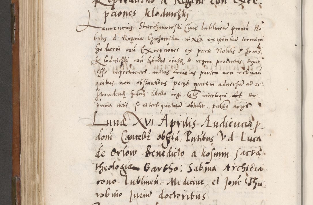 Zdjęcie nr 625 dla obiektu archiwalnego: Volumen unicum actorum episcopalium R. D. Andreae Zebrzydowski, episcopi Cracoviensis ducis Severiae ab a. D. 1551 usque ad annum 1560 mensem majum inclusive, quorum index ad finem praesentis voluminis adnotatus.