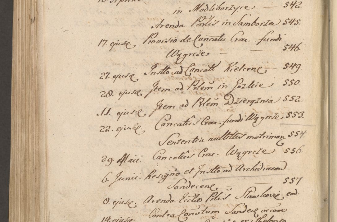 Zdjęcie nr 1179 dla obiektu archiwalnego: Volumen unicum actorum episcopalium R. D. Andreae Zebrzydowski, episcopi Cracoviensis ducis Severiae ab a. D. 1551 usque ad annum 1560 mensem majum inclusive, quorum index ad finem praesentis voluminis adnotatus.