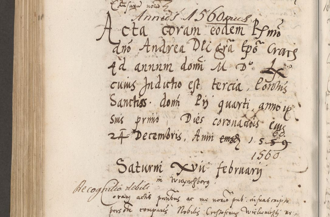 Zdjęcie nr 1139 dla obiektu archiwalnego: Volumen unicum actorum episcopalium R. D. Andreae Zebrzydowski, episcopi Cracoviensis ducis Severiae ab a. D. 1551 usque ad annum 1560 mensem majum inclusive, quorum index ad finem praesentis voluminis adnotatus.