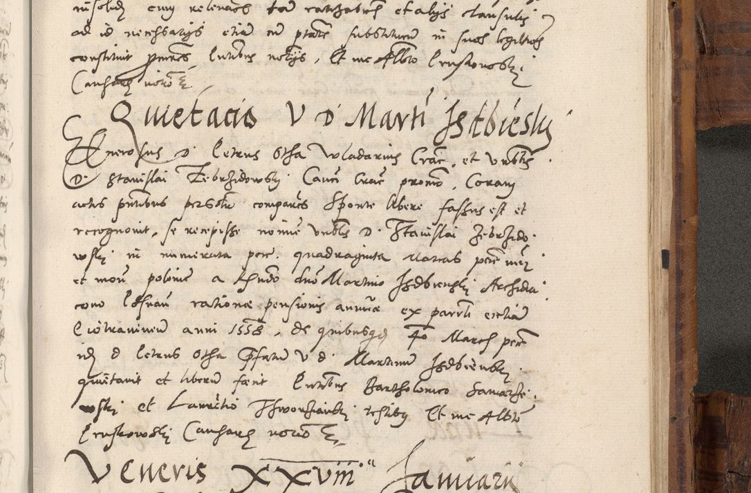 Zdjęcie nr 1032 dla obiektu archiwalnego: Volumen unicum actorum episcopalium R. D. Andreae Zebrzydowski, episcopi Cracoviensis ducis Severiae ab a. D. 1551 usque ad annum 1560 mensem majum inclusive, quorum index ad finem praesentis voluminis adnotatus.