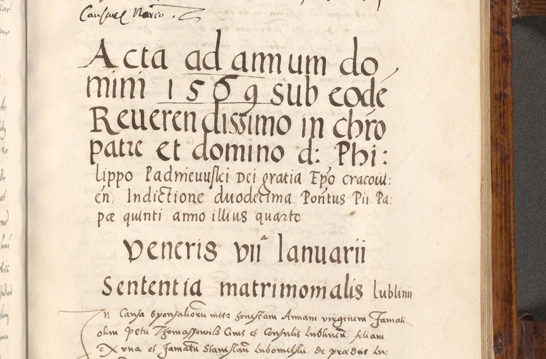 Zdjęcie nr 500 dla obiektu archiwalnego: Liber actorum tempore R. D. Philippi Padniewski, episcopi Cracoviensis et Regni Poloniae Vicecancellarii ad annum 1560, a die Augusti et per annos 1561, 1562 - 1572 usque ad 14 Aprilis registratorum.
