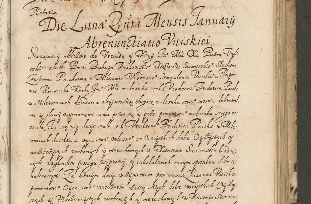 Zdjęcie nr 212 dla obiektu archiwalnego: Acta actorum causarum spiritualium, civilium, criminalium, obligationum, quiettationum, inscriptionum, cessionum, decimarum, testamentorum, Illustrissimi et Reverendissimi Domini Domini Martini Szyszkowski Dei &amp; Apostolicae Sedis gratia Episcopi Cracovienisis Ducis Severiensis in annis 1617, 1618, 1619. Tomus Primus.