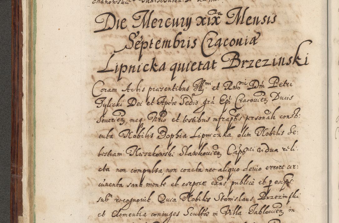 Zdjęcie nr 43 dla obiektu archiwalnego: Acta actorum causarum spiritualium, civilium, criminalium, obligationum, quiettationum, inscriptionum, cessionum, decimarum, testamentorum, Illustrissimi et Reverendissimi Domini Domini Martini Szyszkowski Dei &amp; Apostolicae Sedis gratia Episcopi Cracovienisis Ducis Severiensis in annis 1617, 1618, 1619. Tomus Primus.