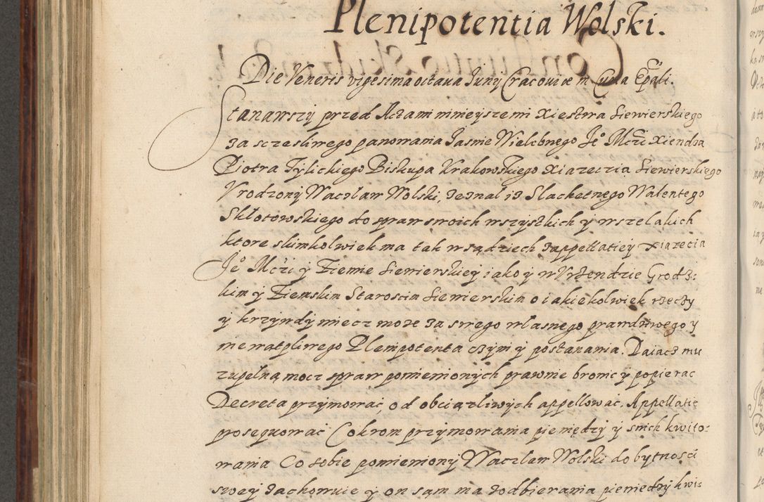 Zdjęcie nr 603 dla obiektu archiwalnego: Acta actorum causarum spiritualium, civilium, criminalium, obligationum, quiettationum, inscriptionum, cessionum, decimarum, testamentorum, Illustrissimi et Reverendissimi Domini Domini Martini Szyszkowski Dei &amp; Apostolicae Sedis gratia Episcopi Cracovienisis Ducis Severiensis in annis 1617, 1618, 1619. Tomus Primus.