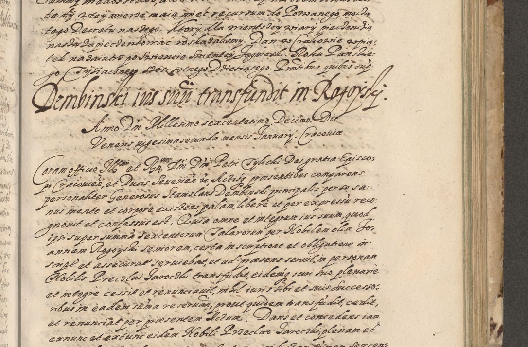 Zdjęcie nr 332 dla obiektu archiwalnego: Acta actorum causarum spiritualium, civilium, criminalium, obligationum, quiettationum, inscriptionum, cessionum, decimarum, testamentorum, Illustrissimi et Reverendissimi Domini Domini Martini Szyszkowski Dei &amp; Apostolicae Sedis gratia Episcopi Cracovienisis Ducis Severiensis in annis 1617, 1618, 1619. Tomus Primus.