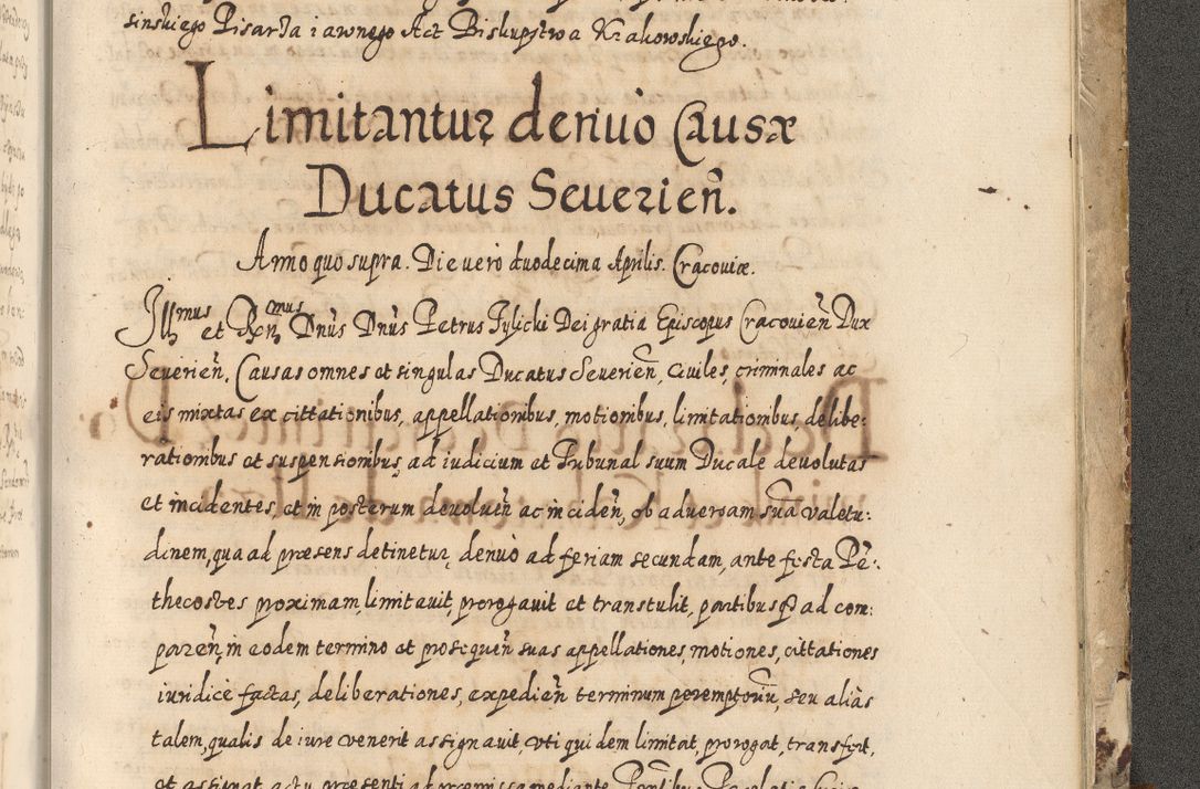 Zdjęcie nr 878 dla obiektu archiwalnego: Acta actorum causarum spiritualium, civilium, criminalium, obligationum, quiettationum, inscriptionum, cessionum, decimarum, testamentorum, Illustrissimi et Reverendissimi Domini Domini Martini Szyszkowski Dei &amp; Apostolicae Sedis gratia Episcopi Cracovienisis Ducis Severiensis in annis 1617, 1618, 1619. Tomus Primus.
