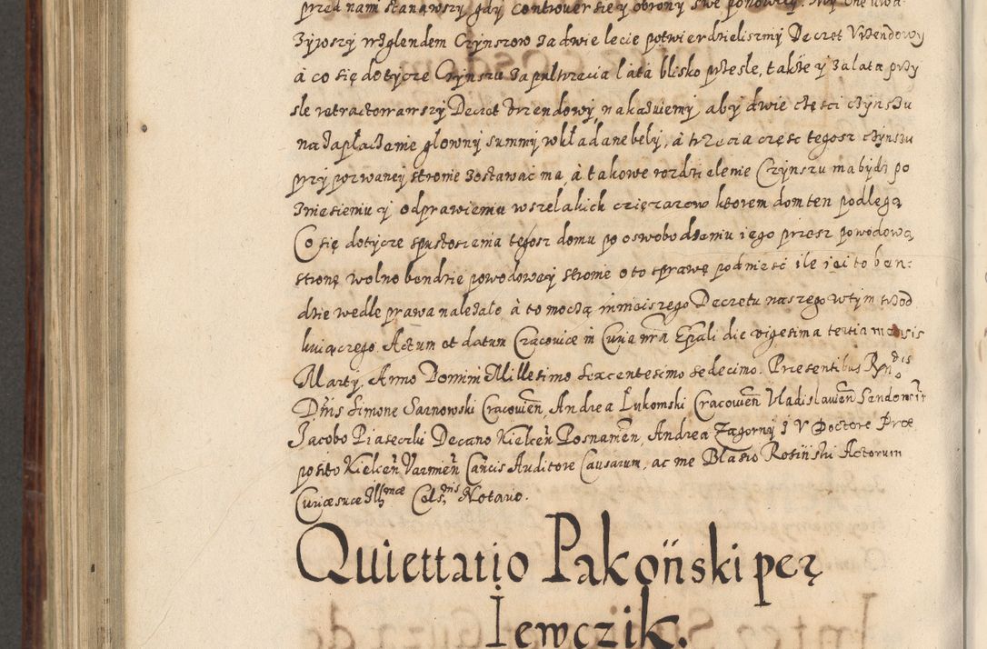 Zdjęcie nr 877 dla obiektu archiwalnego: Acta actorum causarum spiritualium, civilium, criminalium, obligationum, quiettationum, inscriptionum, cessionum, decimarum, testamentorum, Illustrissimi et Reverendissimi Domini Domini Martini Szyszkowski Dei &amp; Apostolicae Sedis gratia Episcopi Cracovienisis Ducis Severiensis in annis 1617, 1618, 1619. Tomus Primus.