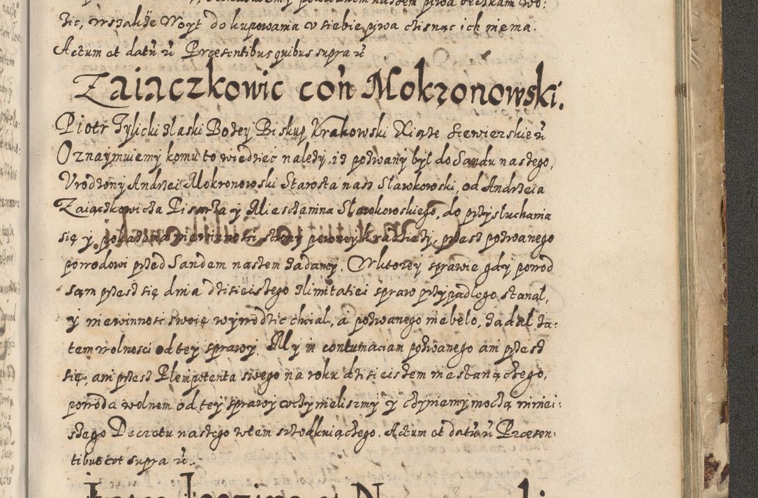 Zdjęcie nr 776 dla obiektu archiwalnego: Acta actorum causarum spiritualium, civilium, criminalium, obligationum, quiettationum, inscriptionum, cessionum, decimarum, testamentorum, Illustrissimi et Reverendissimi Domini Domini Martini Szyszkowski Dei &amp; Apostolicae Sedis gratia Episcopi Cracovienisis Ducis Severiensis in annis 1617, 1618, 1619. Tomus Primus.