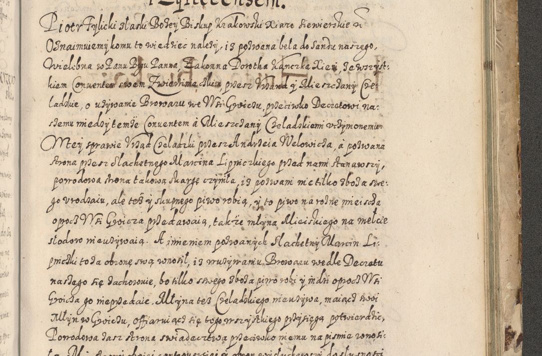 Zdjęcie nr 764 dla obiektu archiwalnego: Acta actorum causarum spiritualium, civilium, criminalium, obligationum, quiettationum, inscriptionum, cessionum, decimarum, testamentorum, Illustrissimi et Reverendissimi Domini Domini Martini Szyszkowski Dei &amp; Apostolicae Sedis gratia Episcopi Cracovienisis Ducis Severiensis in annis 1617, 1618, 1619. Tomus Primus.