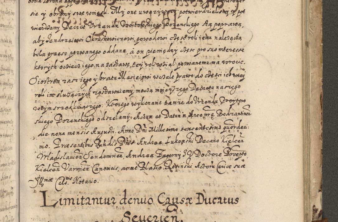Zdjęcie nr 704 dla obiektu archiwalnego: Acta actorum causarum spiritualium, civilium, criminalium, obligationum, quiettationum, inscriptionum, cessionum, decimarum, testamentorum, Illustrissimi et Reverendissimi Domini Domini Martini Szyszkowski Dei &amp; Apostolicae Sedis gratia Episcopi Cracovienisis Ducis Severiensis in annis 1617, 1618, 1619. Tomus Primus.