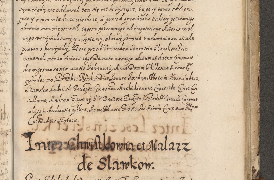 Zdjęcie nr 652 dla obiektu archiwalnego: Acta actorum causarum spiritualium, civilium, criminalium, obligationum, quiettationum, inscriptionum, cessionum, decimarum, testamentorum, Illustrissimi et Reverendissimi Domini Domini Martini Szyszkowski Dei &amp; Apostolicae Sedis gratia Episcopi Cracovienisis Ducis Severiensis in annis 1617, 1618, 1619. Tomus Primus.
