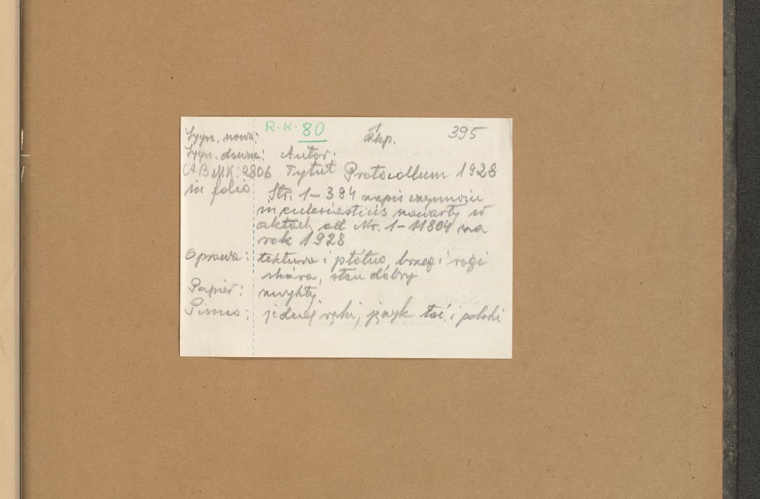 Zdjęcie nr 801 dla obiektu archiwalnego: Protocollum Consistorii lat. Leop. 1928