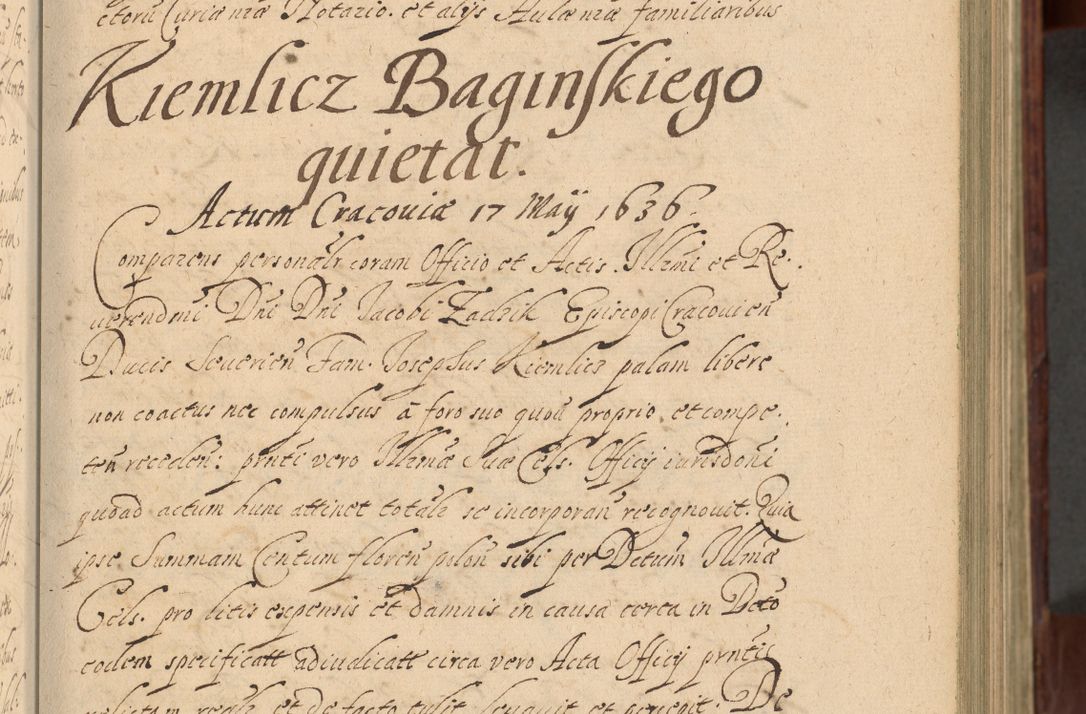 Zdjęcie nr 90 dla obiektu archiwalnego: Volumen IV. Acta saecularia episcopatus Cracoviensis annorum 1636 - 1641, tum et aliquot mensium secundi sub tempus R. D. Jacobi Zadzik, episcopi Cracoviensis, ducis Severiae conscripta