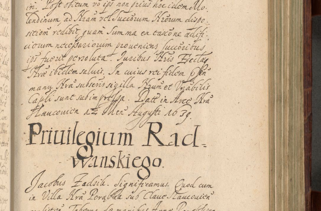 Zdjęcie nr 536 dla obiektu archiwalnego: Volumen IV. Acta saecularia episcopatus Cracoviensis annorum 1636 - 1641, tum et aliquot mensium secundi sub tempus R. D. Jacobi Zadzik, episcopi Cracoviensis, ducis Severiae conscripta