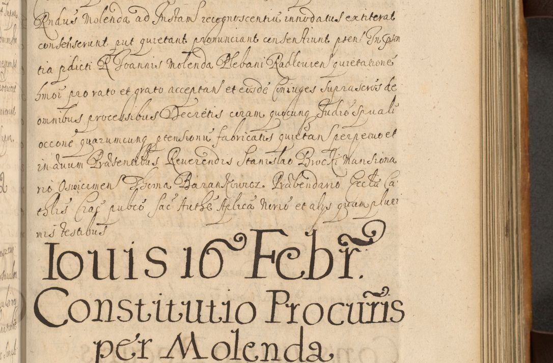 Zdjęcie nr 398 dla obiektu archiwalnego: Volumen II actorum episcopalium R. D. Petri Gembicki, episcopi Cracoviensis, locum tenente in dioecesi R. D. Alberto Lipnicki, canonico Cracoviensi post discessum R. D. Episcopi in Italiam et usque ad redditum eiusdem in Poloniam, videlicet a die 16 Novembris 1644 et per a. D. 1645 inchoative ad Septembrem. Horum videatur index ad finem huius voluminis