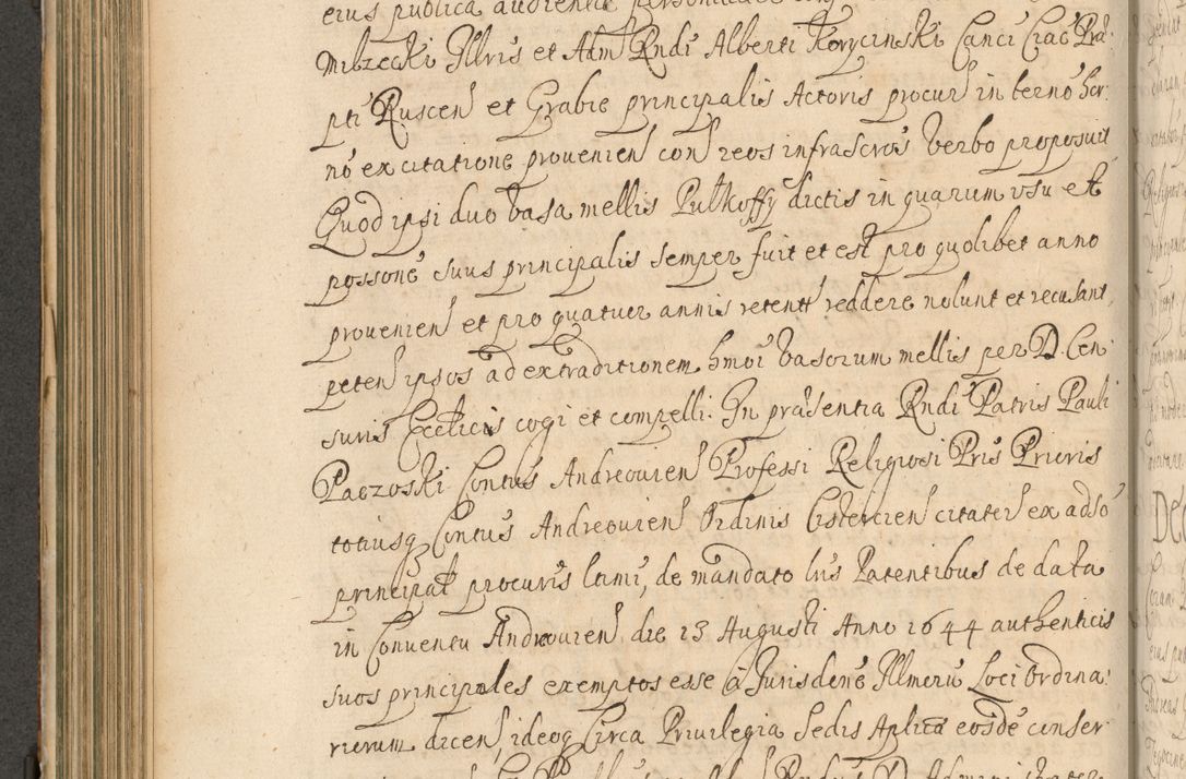 Zdjęcie nr 351 dla obiektu archiwalnego: Volumen II actorum episcopalium R. D. Petri Gembicki, episcopi Cracoviensis, locum tenente in dioecesi R. D. Alberto Lipnicki, canonico Cracoviensi post discessum R. D. Episcopi in Italiam et usque ad redditum eiusdem in Poloniam, videlicet a die 16 Novembris 1644 et per a. D. 1645 inchoative ad Septembrem. Horum videatur index ad finem huius voluminis