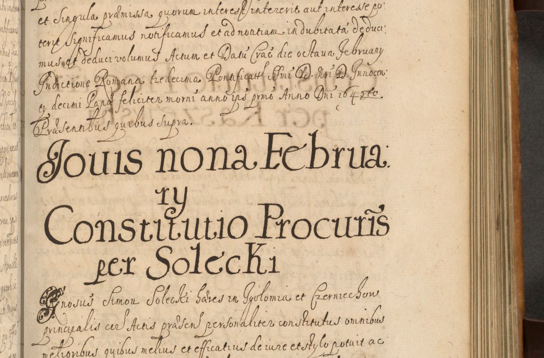 Zdjęcie nr 318 dla obiektu archiwalnego: Volumen II actorum episcopalium R. D. Petri Gembicki, episcopi Cracoviensis, locum tenente in dioecesi R. D. Alberto Lipnicki, canonico Cracoviensi post discessum R. D. Episcopi in Italiam et usque ad redditum eiusdem in Poloniam, videlicet a die 16 Novembris 1644 et per a. D. 1645 inchoative ad Septembrem. Horum videatur index ad finem huius voluminis