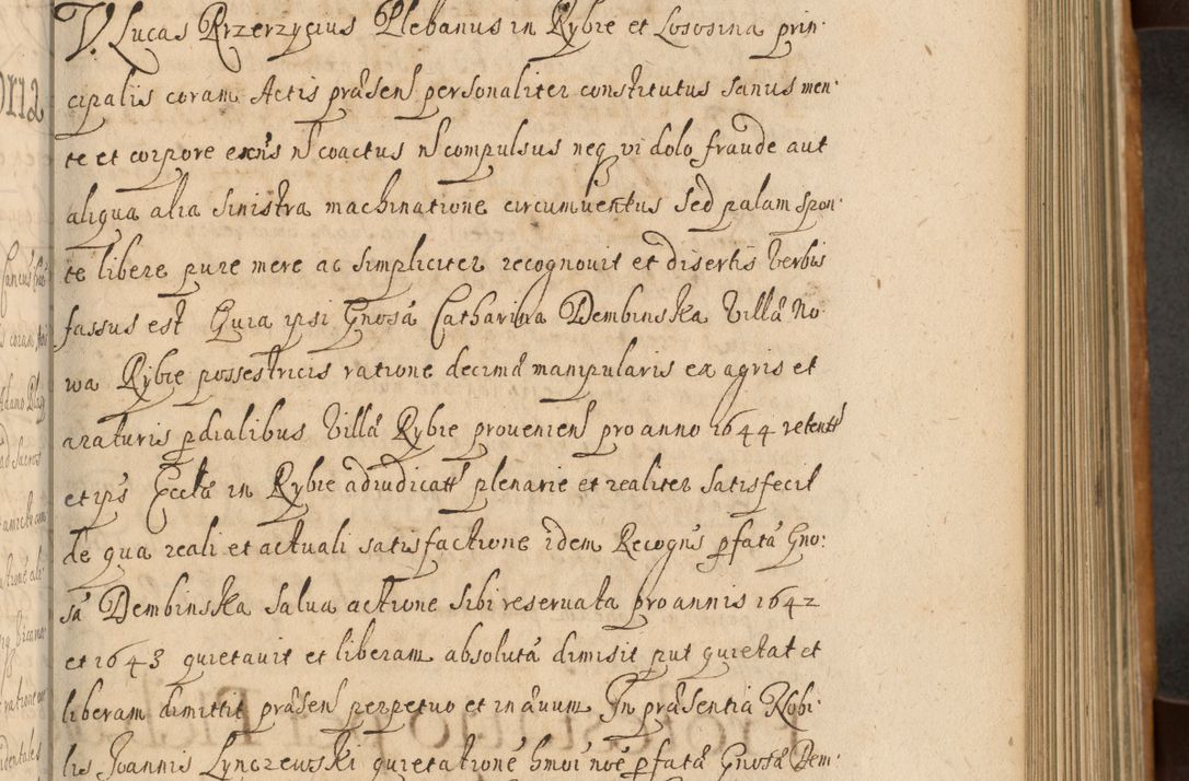 Zdjęcie nr 282 dla obiektu archiwalnego: Volumen II actorum episcopalium R. D. Petri Gembicki, episcopi Cracoviensis, locum tenente in dioecesi R. D. Alberto Lipnicki, canonico Cracoviensi post discessum R. D. Episcopi in Italiam et usque ad redditum eiusdem in Poloniam, videlicet a die 16 Novembris 1644 et per a. D. 1645 inchoative ad Septembrem. Horum videatur index ad finem huius voluminis