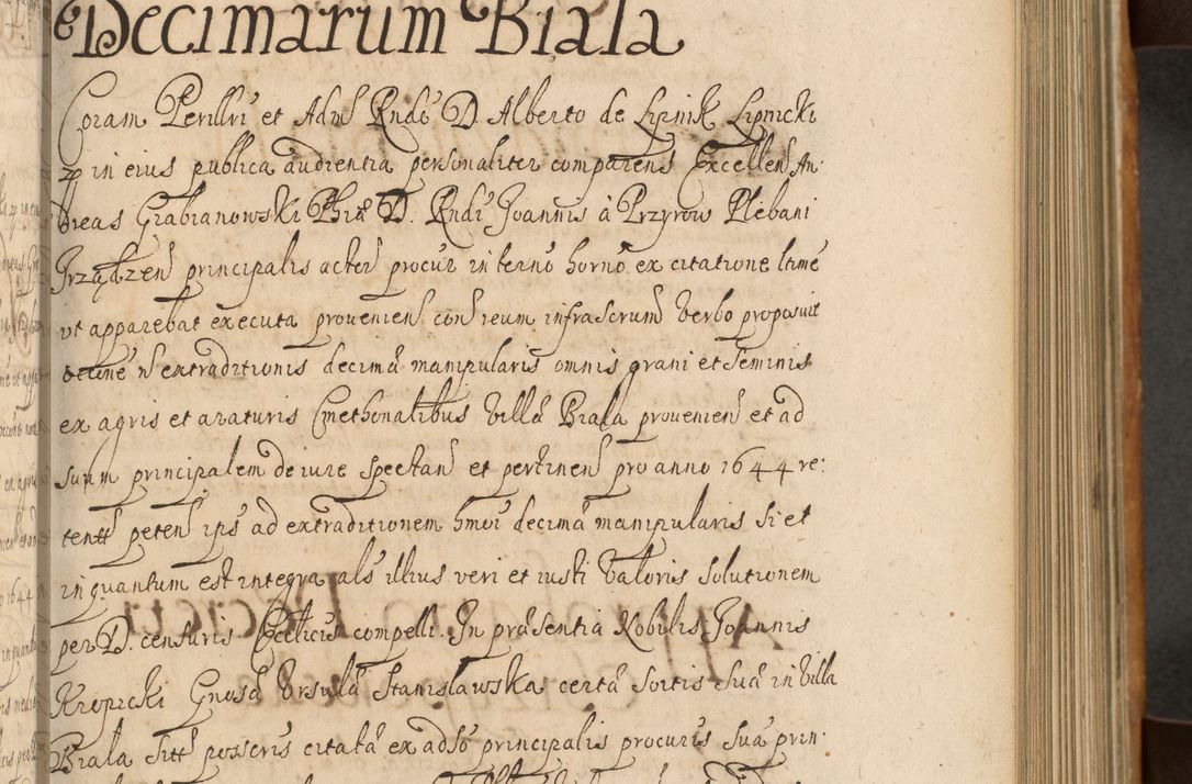 Zdjęcie nr 236 dla obiektu archiwalnego: Volumen II actorum episcopalium R. D. Petri Gembicki, episcopi Cracoviensis, locum tenente in dioecesi R. D. Alberto Lipnicki, canonico Cracoviensi post discessum R. D. Episcopi in Italiam et usque ad redditum eiusdem in Poloniam, videlicet a die 16 Novembris 1644 et per a. D. 1645 inchoative ad Septembrem. Horum videatur index ad finem huius voluminis