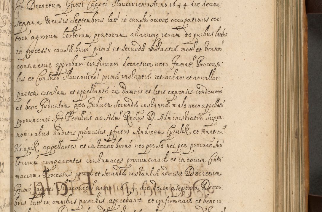 Zdjęcie nr 238 dla obiektu archiwalnego: Volumen II actorum episcopalium R. D. Petri Gembicki, episcopi Cracoviensis, locum tenente in dioecesi R. D. Alberto Lipnicki, canonico Cracoviensi post discessum R. D. Episcopi in Italiam et usque ad redditum eiusdem in Poloniam, videlicet a die 16 Novembris 1644 et per a. D. 1645 inchoative ad Septembrem. Horum videatur index ad finem huius voluminis