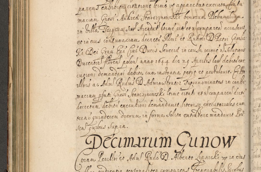 Zdjęcie nr 225 dla obiektu archiwalnego: Volumen II actorum episcopalium R. D. Petri Gembicki, episcopi Cracoviensis, locum tenente in dioecesi R. D. Alberto Lipnicki, canonico Cracoviensi post discessum R. D. Episcopi in Italiam et usque ad redditum eiusdem in Poloniam, videlicet a die 16 Novembris 1644 et per a. D. 1645 inchoative ad Septembrem. Horum videatur index ad finem huius voluminis
