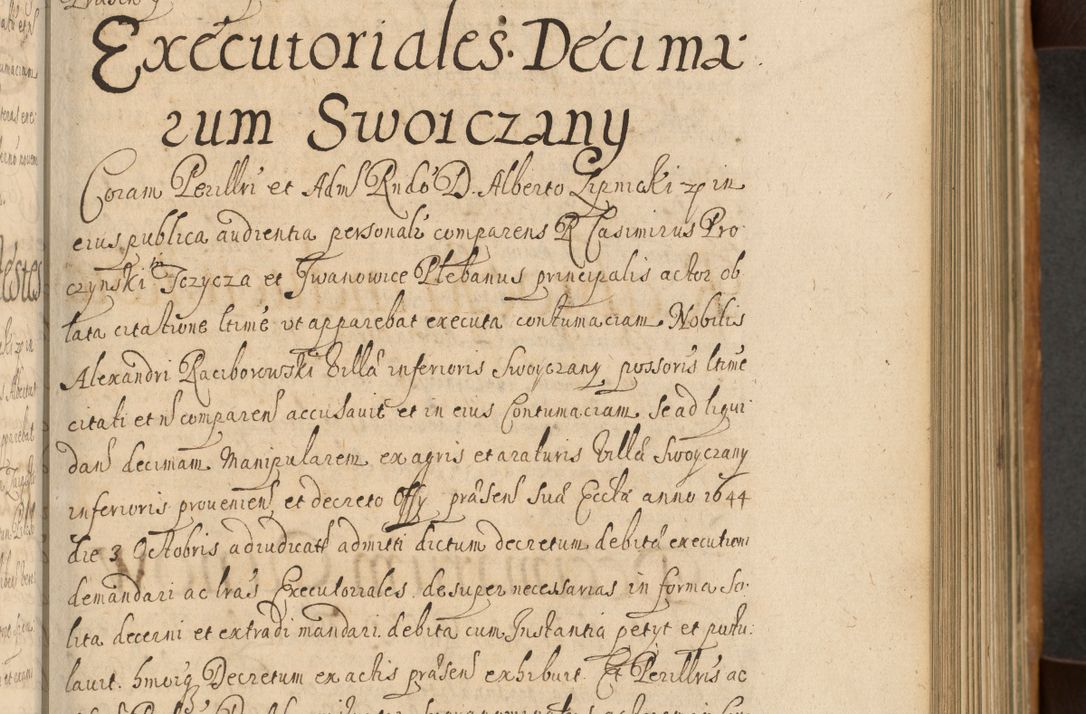 Zdjęcie nr 224 dla obiektu archiwalnego: Volumen II actorum episcopalium R. D. Petri Gembicki, episcopi Cracoviensis, locum tenente in dioecesi R. D. Alberto Lipnicki, canonico Cracoviensi post discessum R. D. Episcopi in Italiam et usque ad redditum eiusdem in Poloniam, videlicet a die 16 Novembris 1644 et per a. D. 1645 inchoative ad Septembrem. Horum videatur index ad finem huius voluminis