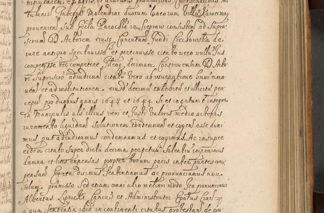 Zdjęcie nr 206 dla obiektu archiwalnego: Volumen II actorum episcopalium R. D. Petri Gembicki, episcopi Cracoviensis, locum tenente in dioecesi R. D. Alberto Lipnicki, canonico Cracoviensi post discessum R. D. Episcopi in Italiam et usque ad redditum eiusdem in Poloniam, videlicet a die 16 Novembris 1644 et per a. D. 1645 inchoative ad Septembrem. Horum videatur index ad finem huius voluminis