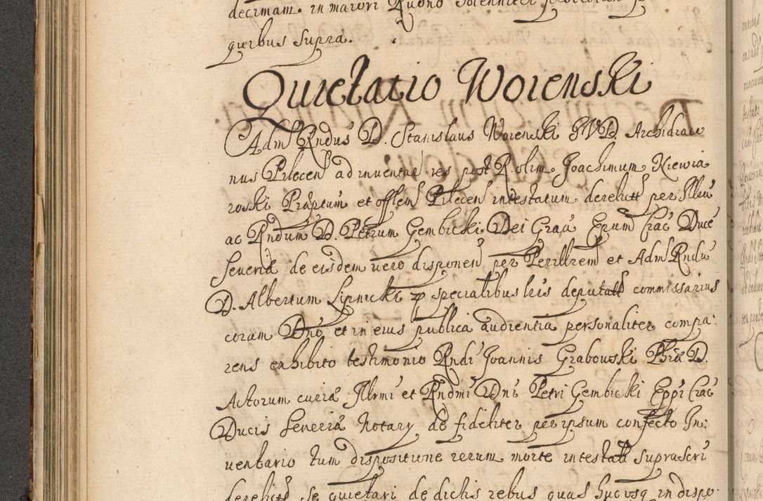 Zdjęcie nr 191 dla obiektu archiwalnego: Volumen II actorum episcopalium R. D. Petri Gembicki, episcopi Cracoviensis, locum tenente in dioecesi R. D. Alberto Lipnicki, canonico Cracoviensi post discessum R. D. Episcopi in Italiam et usque ad redditum eiusdem in Poloniam, videlicet a die 16 Novembris 1644 et per a. D. 1645 inchoative ad Septembrem. Horum videatur index ad finem huius voluminis