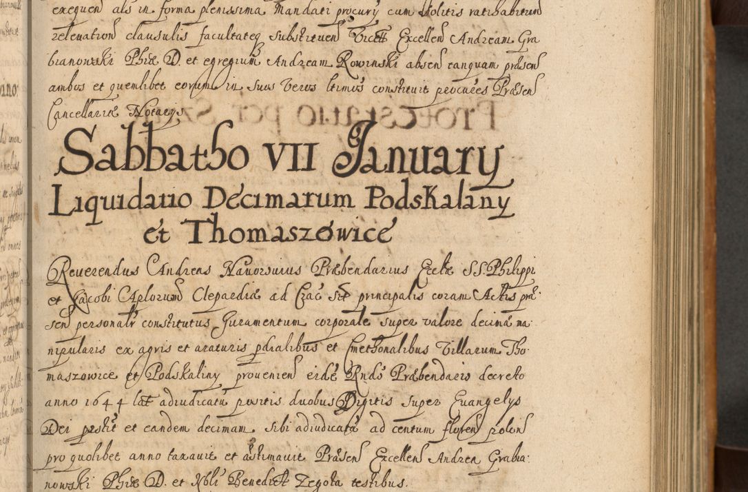 Zdjęcie nr 146 dla obiektu archiwalnego: Volumen II actorum episcopalium R. D. Petri Gembicki, episcopi Cracoviensis, locum tenente in dioecesi R. D. Alberto Lipnicki, canonico Cracoviensi post discessum R. D. Episcopi in Italiam et usque ad redditum eiusdem in Poloniam, videlicet a die 16 Novembris 1644 et per a. D. 1645 inchoative ad Septembrem. Horum videatur index ad finem huius voluminis